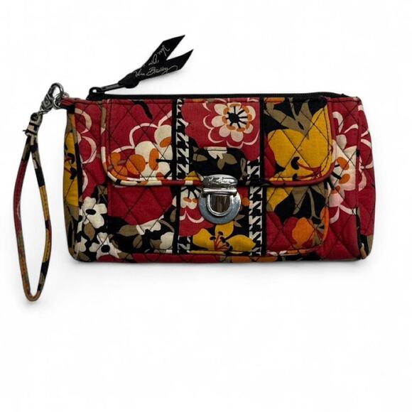 Vera Bradley Handbags - Vera Bradley push lock red floral wristlet wallet